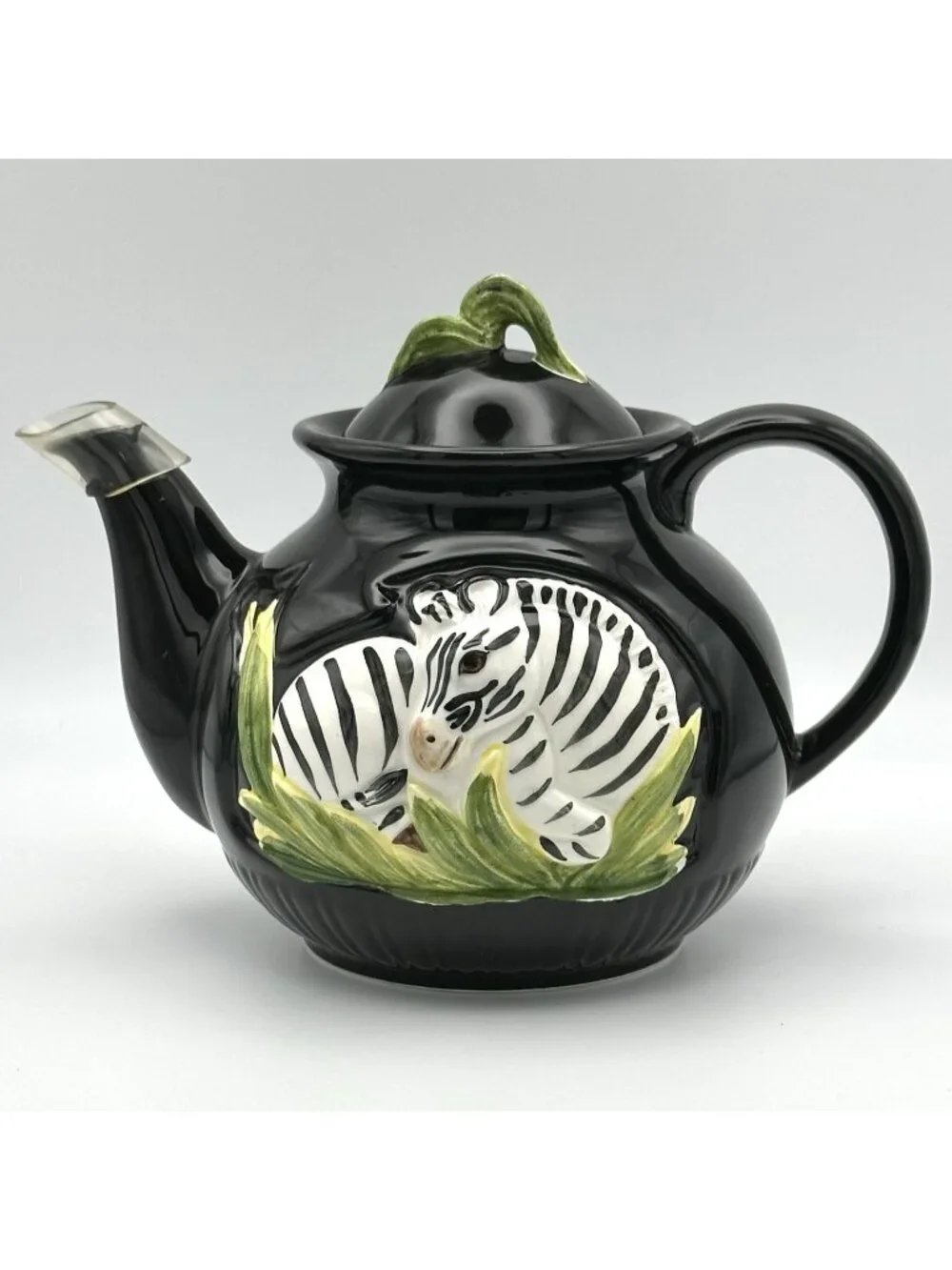Vandor Rare 1990 Safari Zebra Teapot Black Animal Motif Vintage Retro Minor Flaw